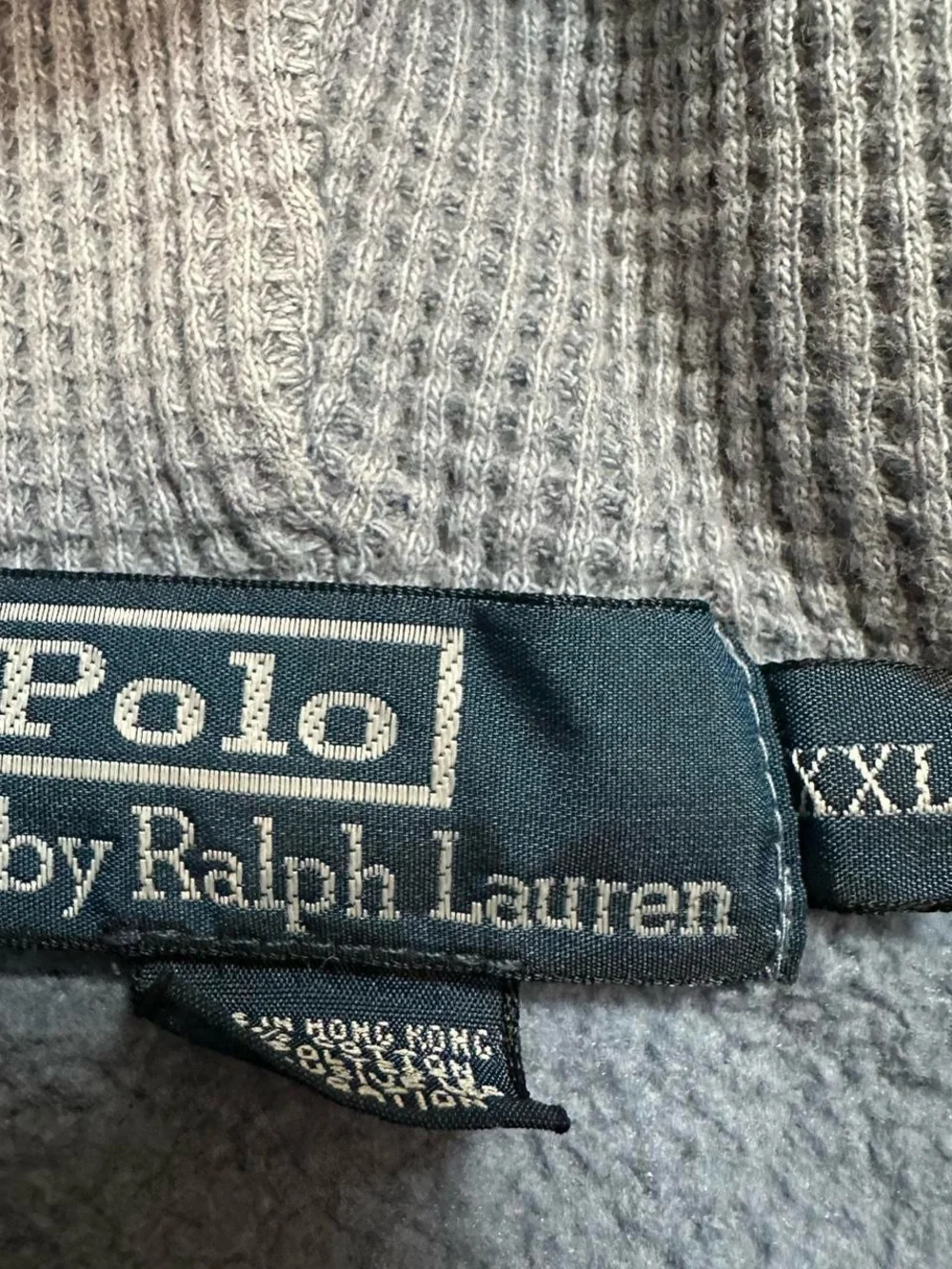Polo Ralph Lauren Men’s Gray Blue Vintage 90s Spell out Full Zip Hoodie Size XXL
